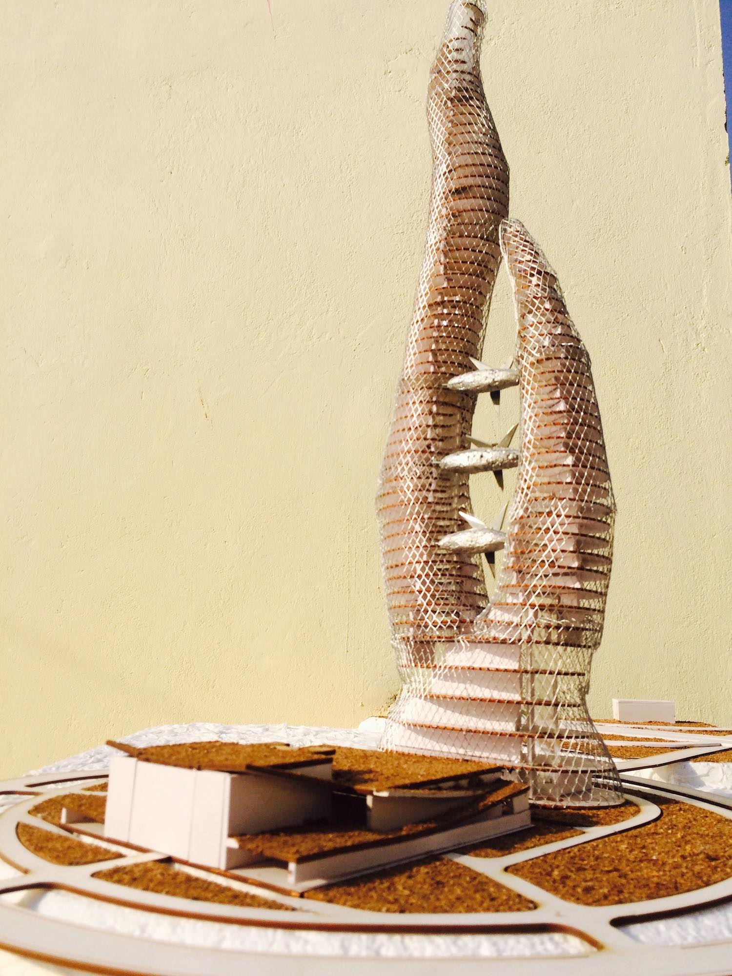 maquette of tower made with wood 
