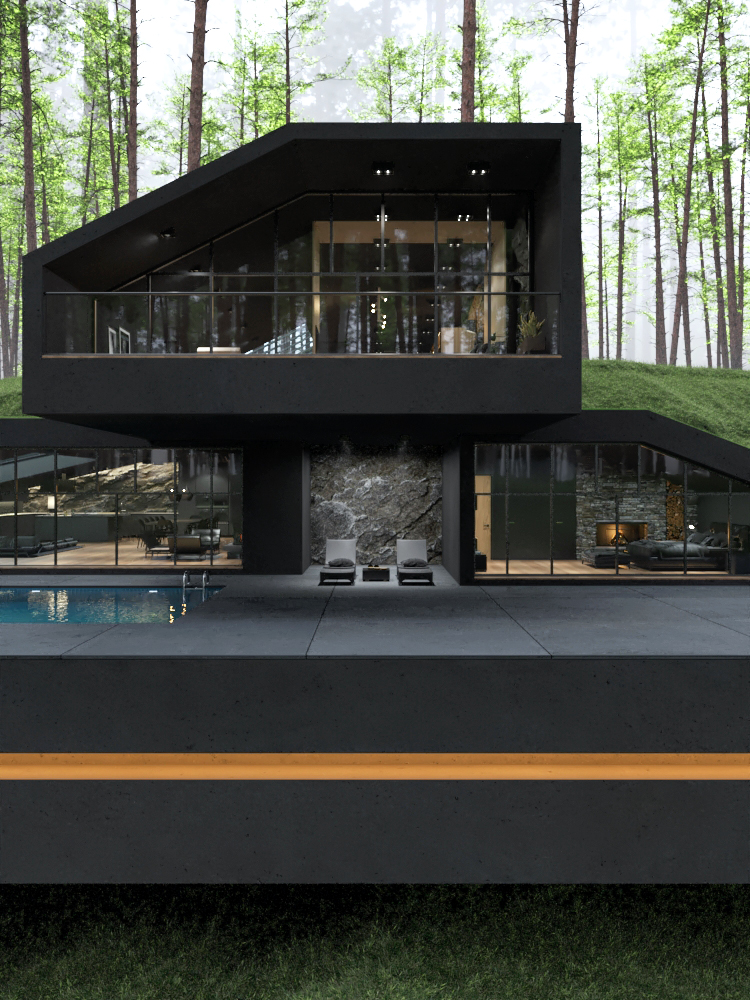 Black villa in Harriman State Park, New York designed by Reza Mohtashami