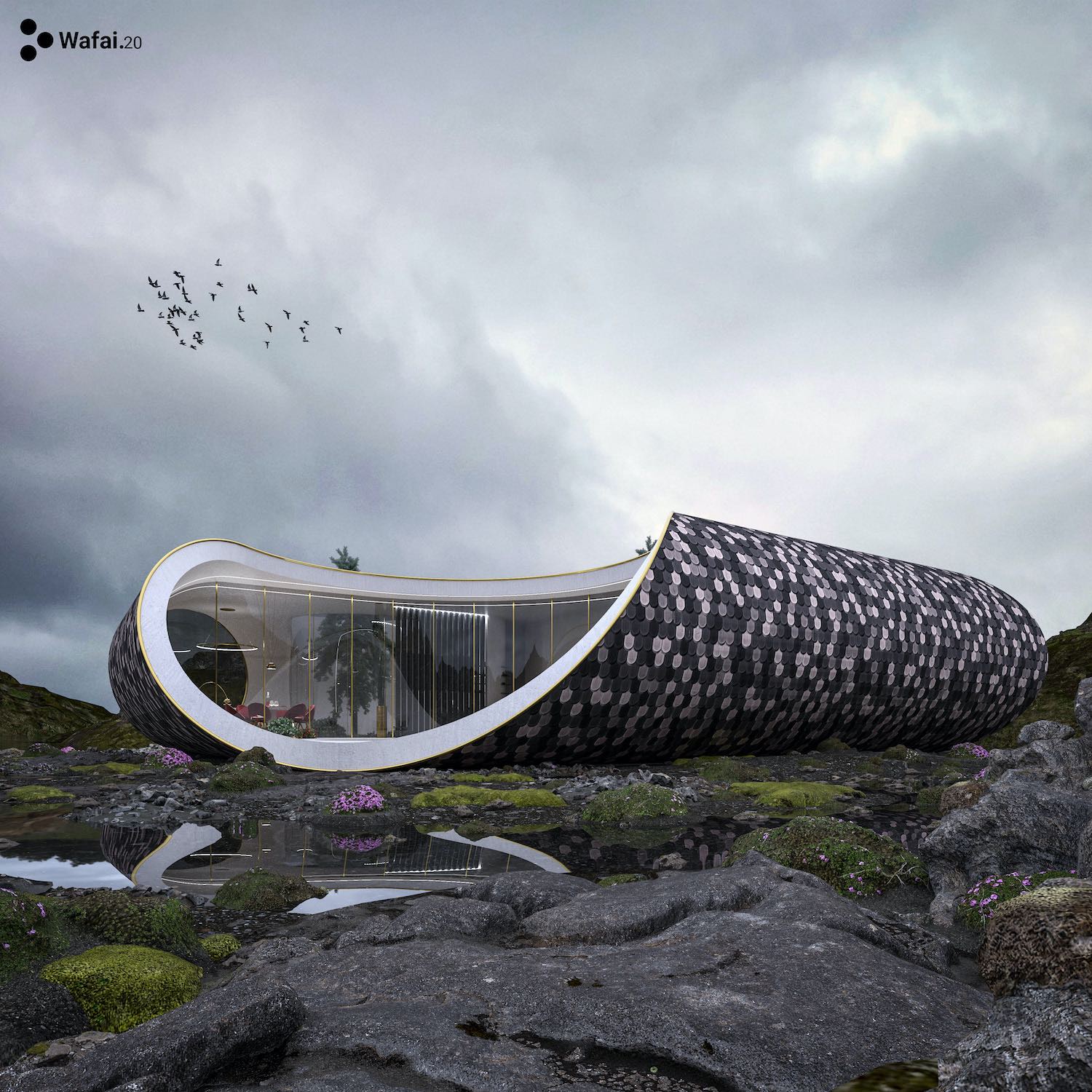một ngôi nhà hữu cơ ở Thụy Điển lấy cảm hứng từ hình dạng của vỏ sò 