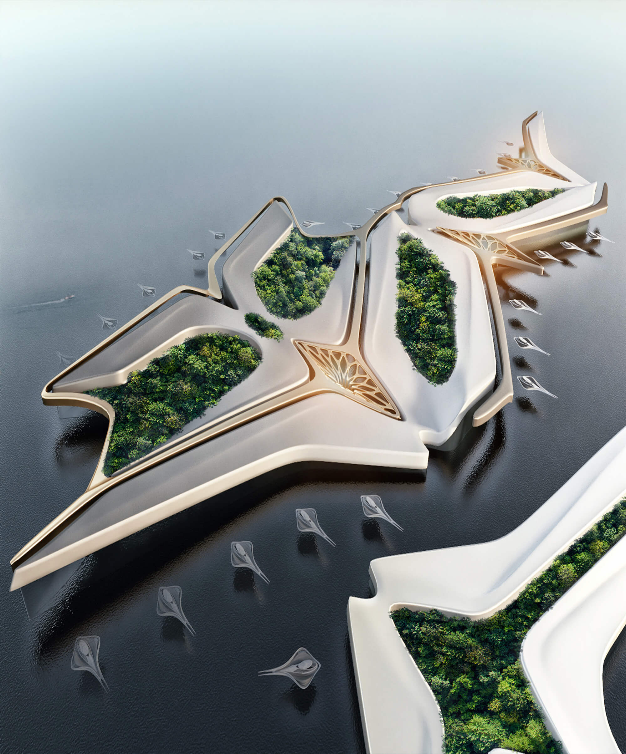 Ciudad Verde Flotante, diseño de Miroslav Naskov