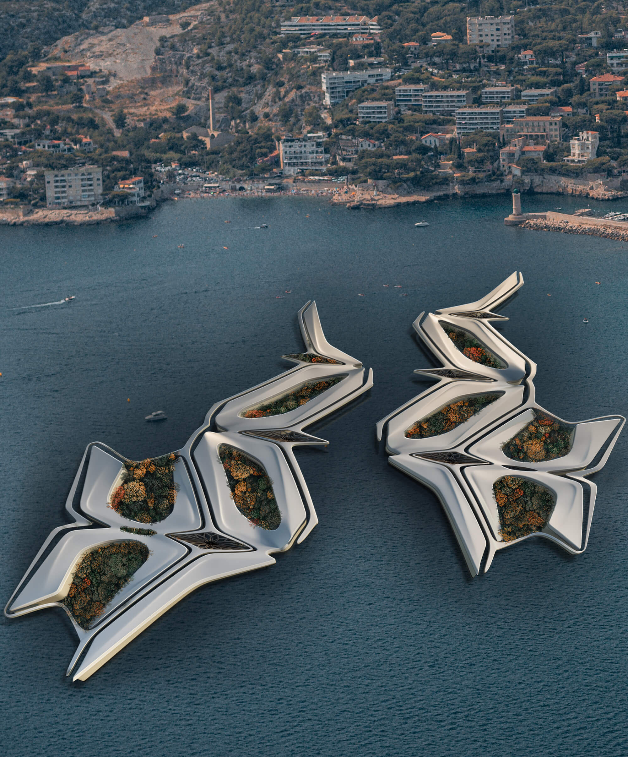Ciudad Verde Flotante, diseño de Miroslav Naskov