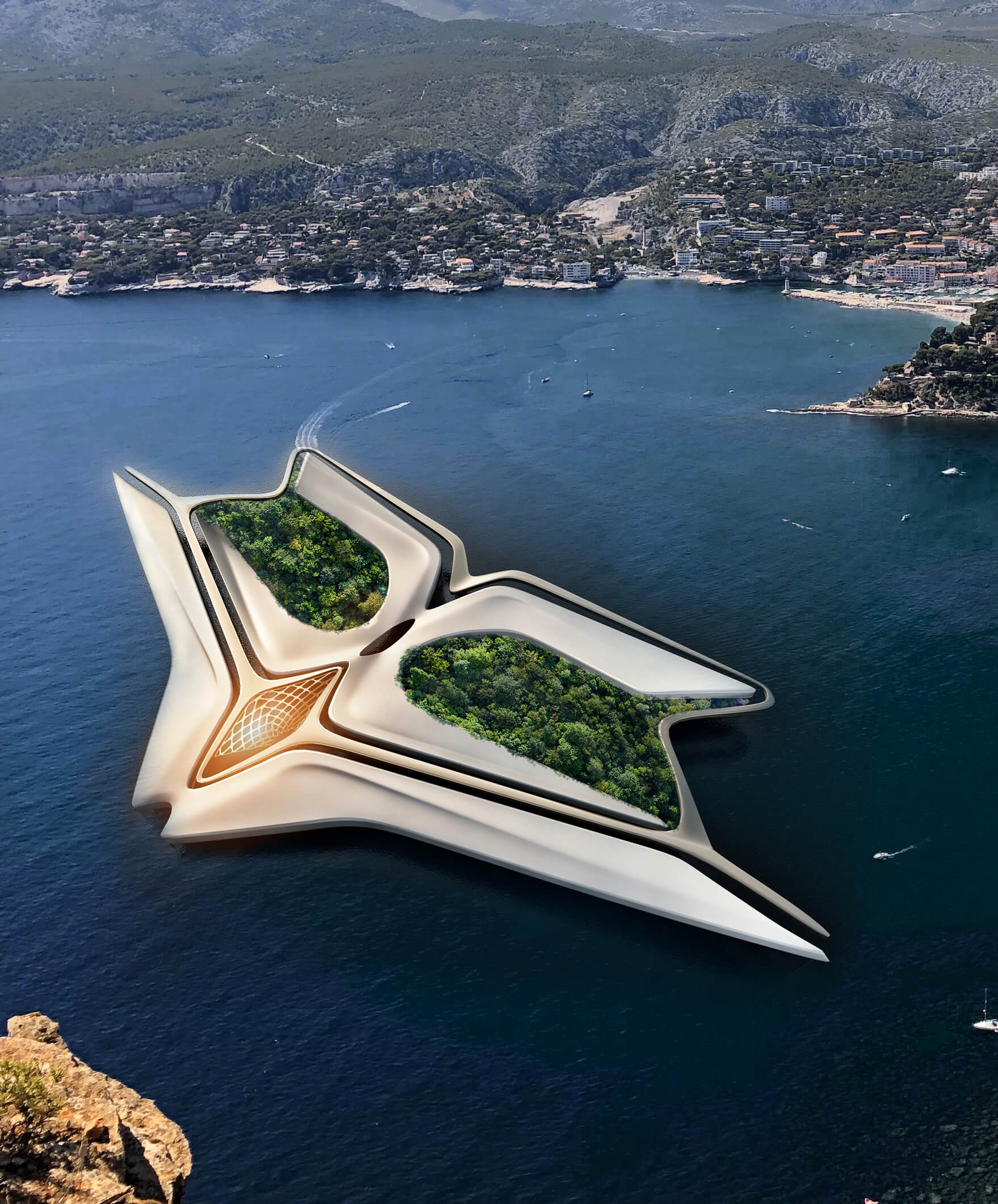 Ciudad Verde Flotante, diseño de Miroslav Naskov