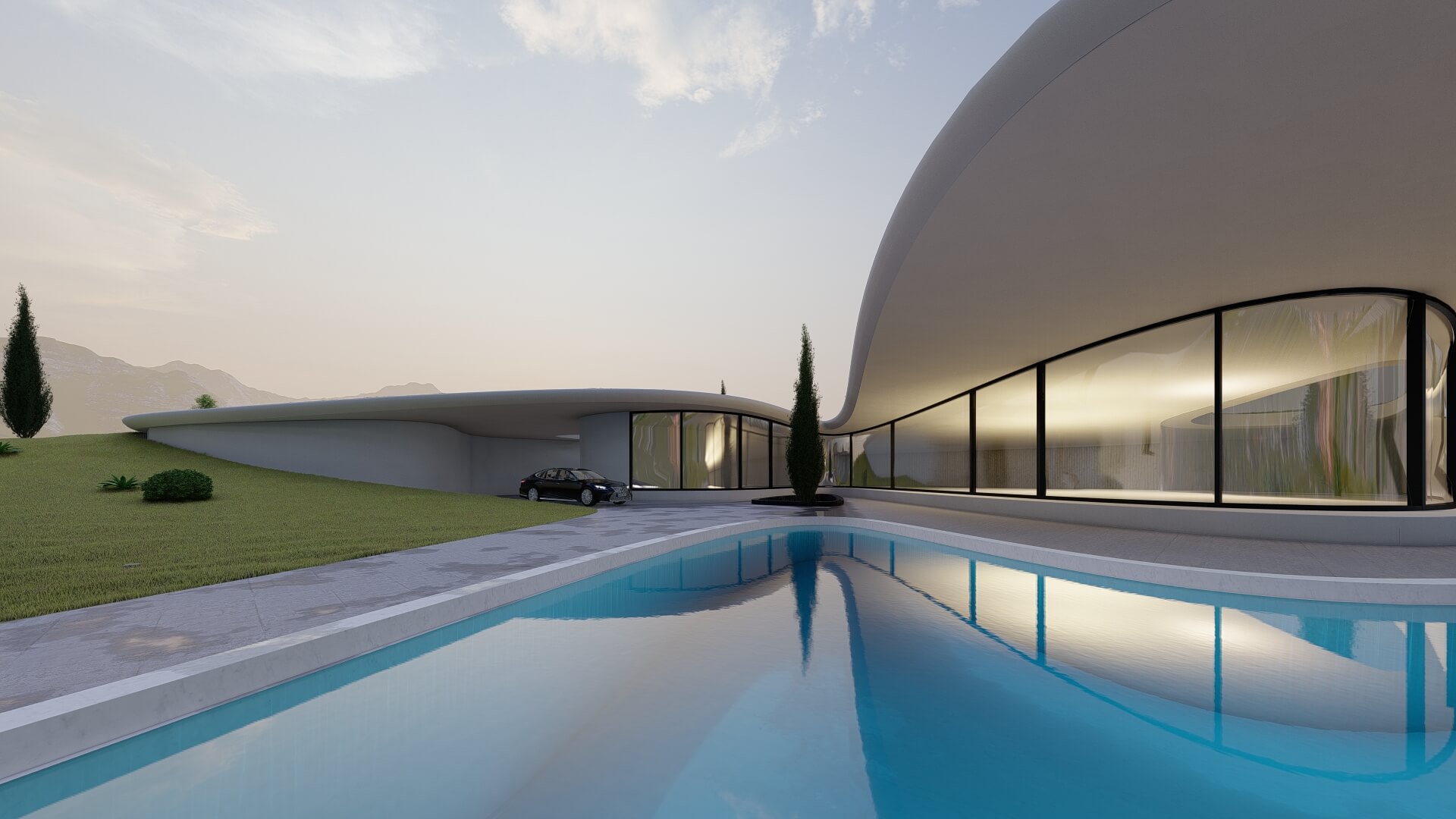 modern house with swimming pool 