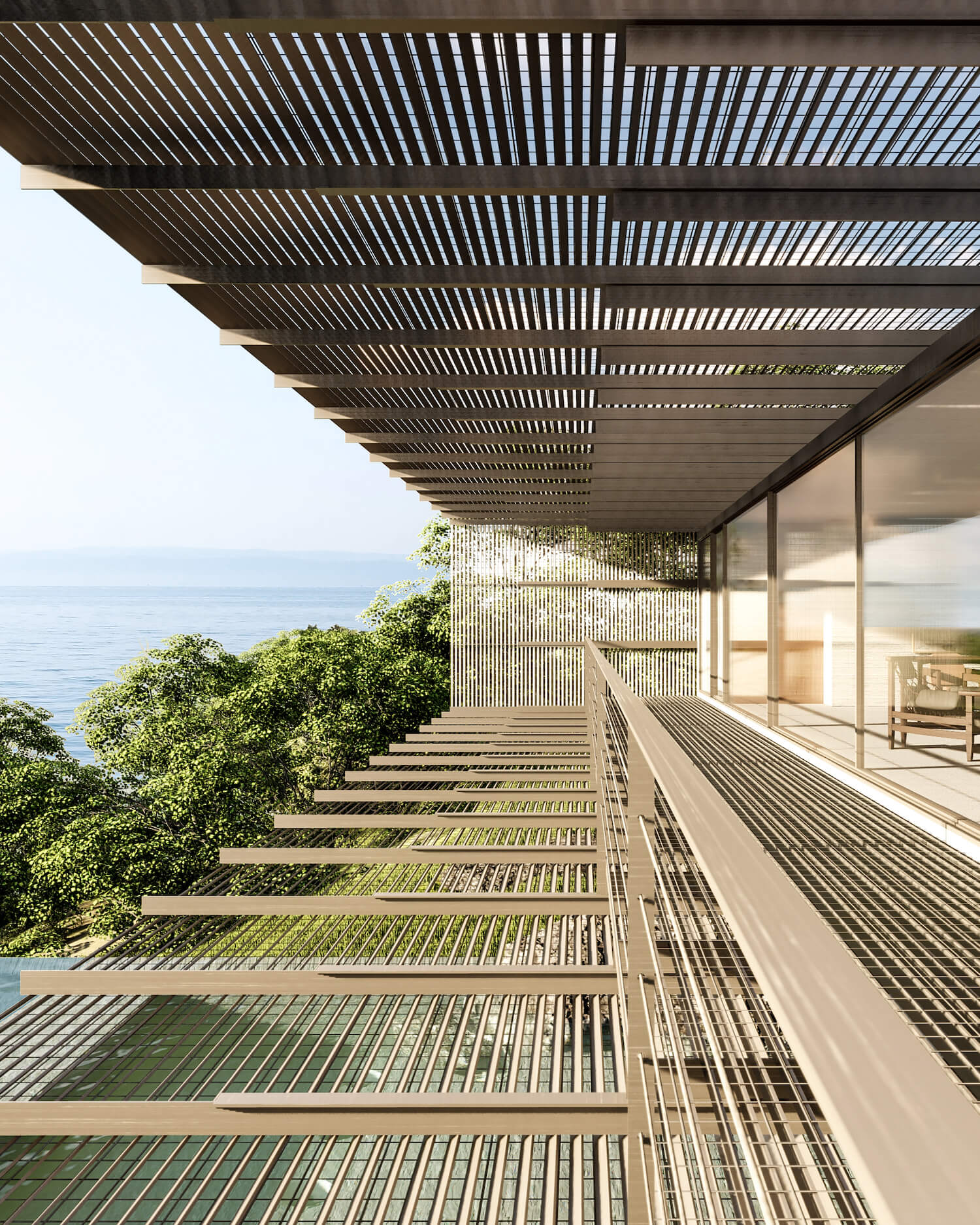 galvanized ceiling and terrace